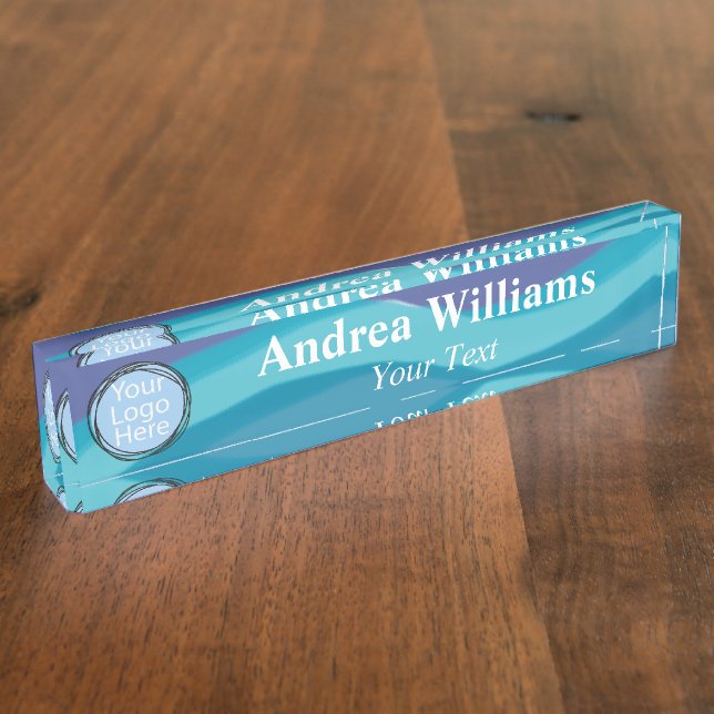 Placa De Nombre Logotipo personalizado Resumen Bandas acuáticas (Lateral)