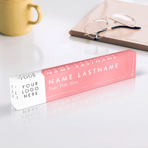 Placa De Nombre Logotipo personalizado rosa claro moderno