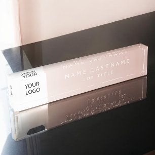 Placa De Nombre Logotipo personalizado Rosa ejecutivo Profesional 