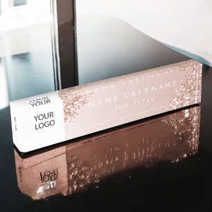 Placa De Nombre Logotipo personalizado Rosa ejecutivo Profesional 