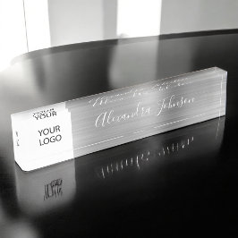 Placa De Nombre Logotipo personalizado Silver Elegant Profesional