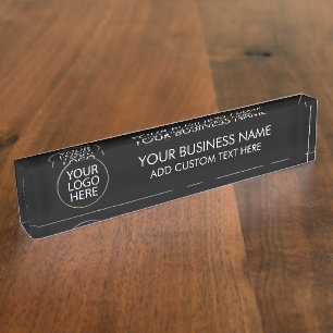 Placa De Nombre Logotipo profesional y compañía de texto negro