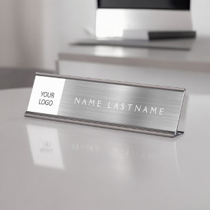 Placa De Nombre Logotipo Silver Moderno Personalizado Profesional