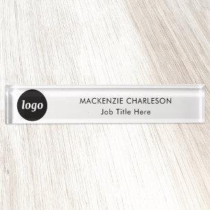 Placa De Nombre Logotipo simple con profesional de negocios de tex
