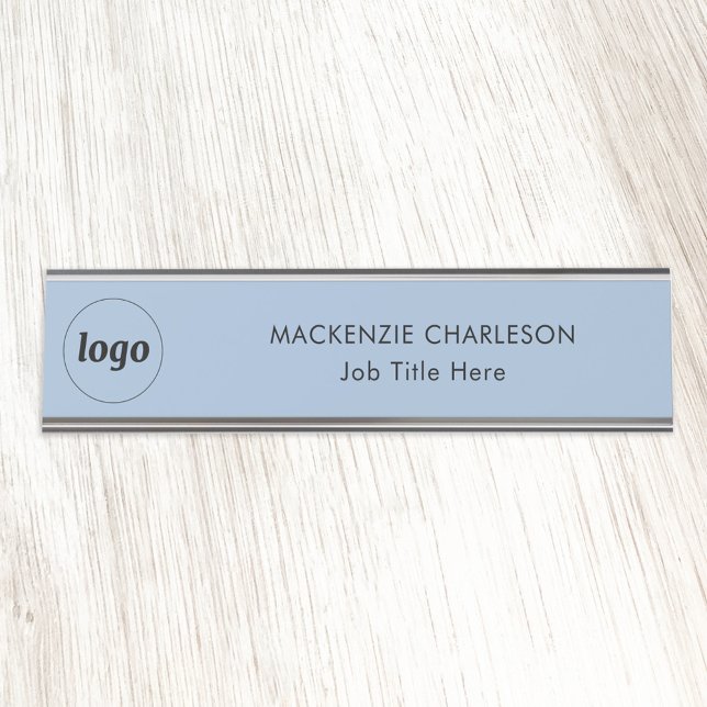 Placa De Nombre Logotipo simple con texto Personalizado Business P (Logo with text simple business branding professional name plate)