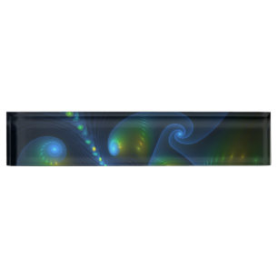 Placa De Nombre Luces de fantasía Resumen Fractal amarillo verde a