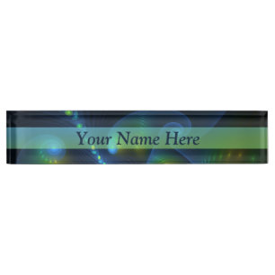 Placa De Nombre Luces de fantasía Resumen Fractal amarillo verde a