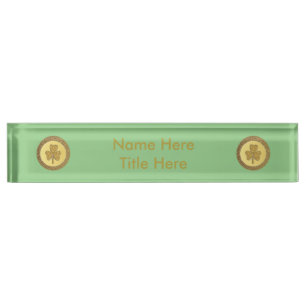 Placa De Nombre Lucky Irish Shamrock Gold Coin Personalizado