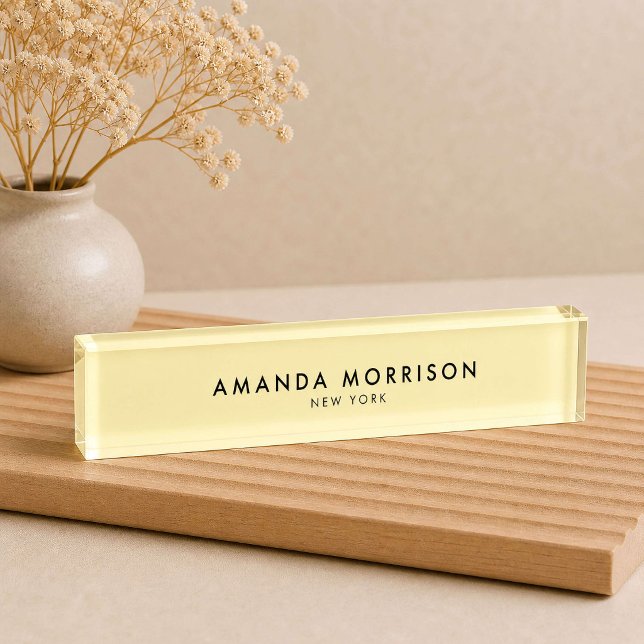 Placa De Nombre Lujo Minimalista Amarillo (Subido por el creador)
