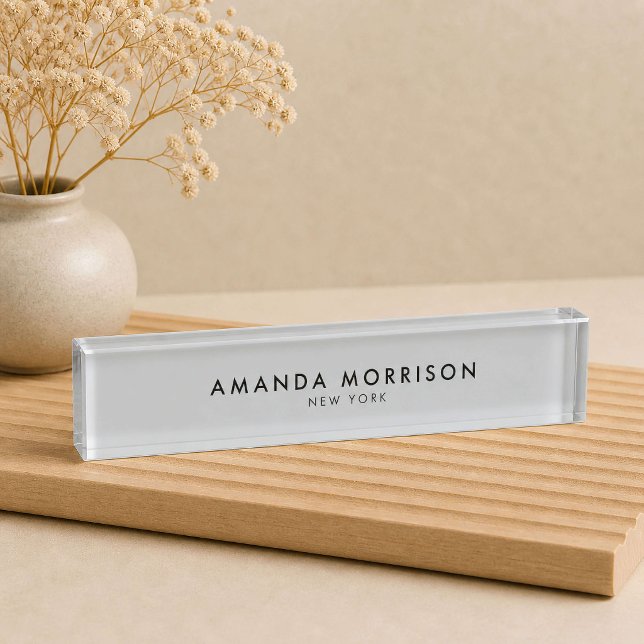 Placa De Nombre Lujo Minimalista Gris (Subido por el creador)