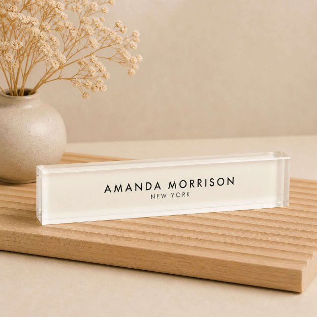 Placa De Nombre Lujo Minimalista Marfil (Subido por el creador)