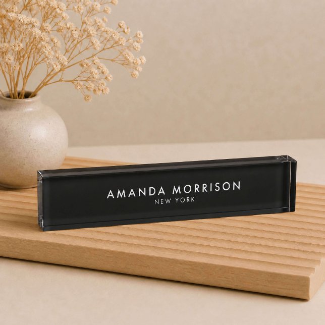 Placa De Nombre Lujo Minimalista Negro (Subido por el creador)