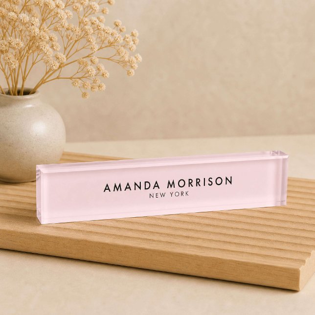 Placa De Nombre Lujo Minimalista Rosa (Subido por el creador)