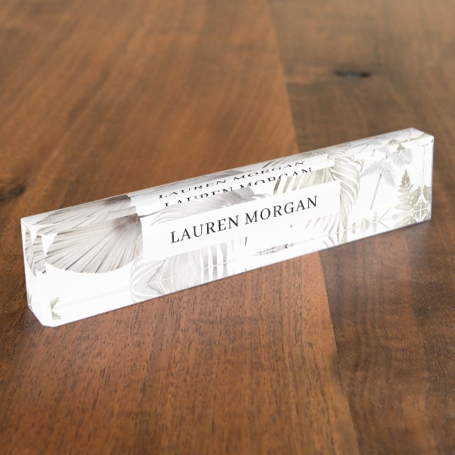 Placa De Nombre lujoso Relieve metalizado tropical dorado Desk Nam (Lateral)
