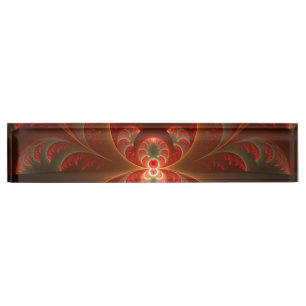 Placa De Nombre Luminoso abstracto moderno naranja rojo Fractal