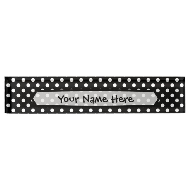 Placa De Nombre Lunares blancos y negros (Anverso)