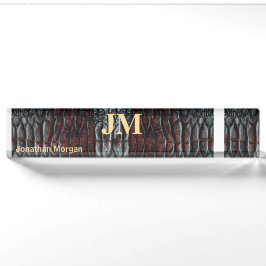 Placa De Nombre Luxury Executive Monogram Premium Leather