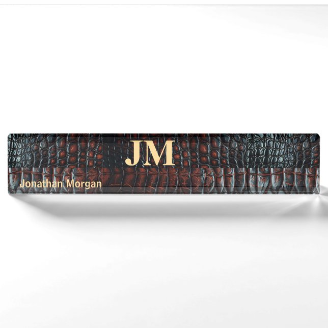 Placa De Nombre Luxury Executive Monogram Premium Leather  (Anverso)