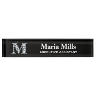 Placa De Nombre M Faux Diamond Desk Nameplate