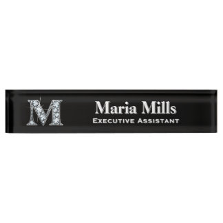 Placa De Nombre M Faux Diamond Desk Nameplate