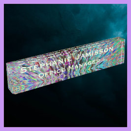 Placa De Nombre Macro floral retro acrílico Resumen Nombre y títul