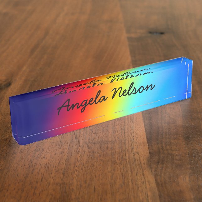 Placa De Nombre Macro Photo Holographic Rainbow Gradient Name (Lateral)