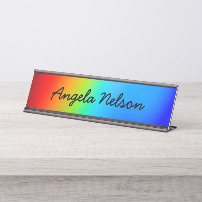 Placa De Nombre Macro Photo Holographic Rainbow Ombre Name (Anverso)