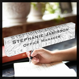 Placa De Nombre Macromacro floral blanco acrílico Nombre abstracto