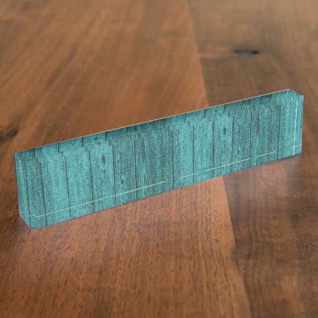 Placa De Nombre madera azul (Lateral)