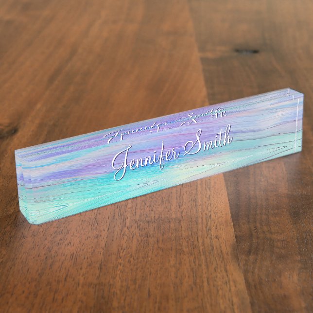Placa De Nombre Madera Ombre de Unicornio Falso (Lateral)