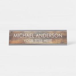 Placa De Nombre Madera Rústica Personalizada