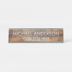 Placa De Nombre Madera Rústica Personalizada