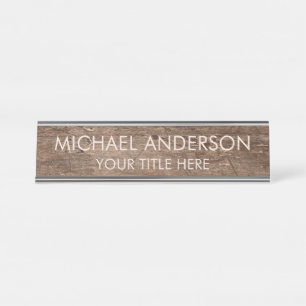Placa De Nombre Madera Rústica Personalizada