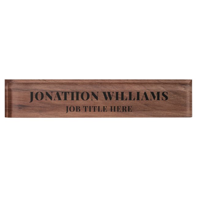 Placa De Nombre Madera rústica y elegante (Anverso)