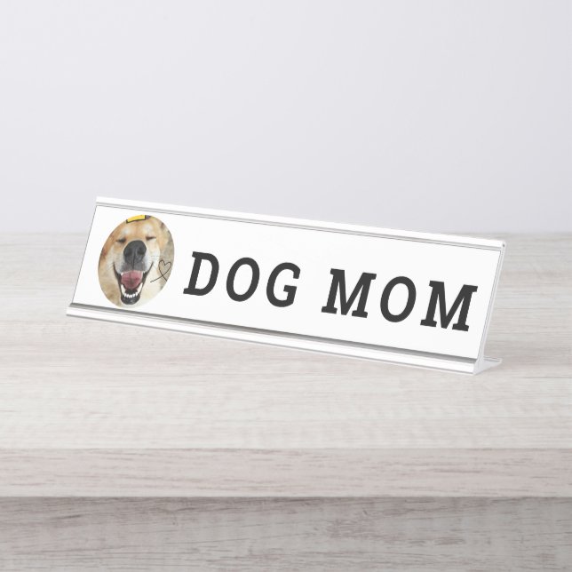 Placa De Nombre Madre de perro fotográfico personalizada (Anverso)