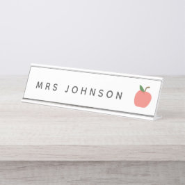 Placa De Nombre Maestra Apple | Clase de fruta gráfica moderna