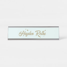 Placa De Nombre Maestra azul Cute Retro Pastel