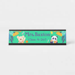 Placa De Nombre Maestra Cute Animals Jungle Classroom Kids