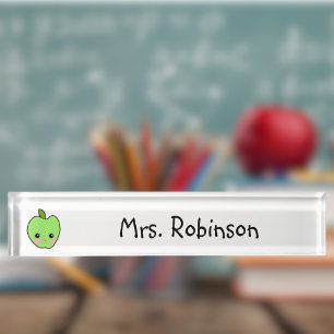 Placa De Nombre Maestra de Apple Cute
