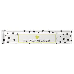 Placa De Nombre Maestra de Apple Polka Dot Neon