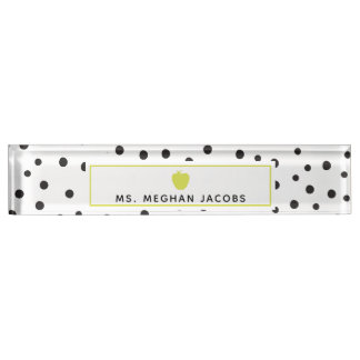 Placa De Nombre Maestra de Apple Polka Dot Neon