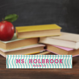 Placa De Nombre Maestra del Patrón de Olas Geométricas de Mod Aqua