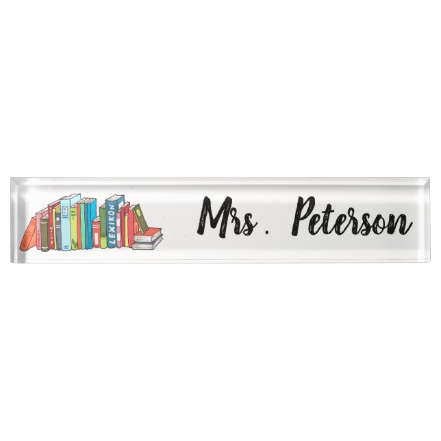 Placa De Nombre Maestra Personalizado de Cute Book (Anverso)