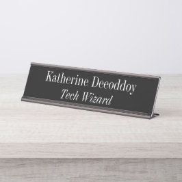 Placa De Nombre Mago de la Tecnología Negro Divertido