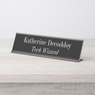 Placa De Nombre Mago de la Tecnología Negro Divertido
