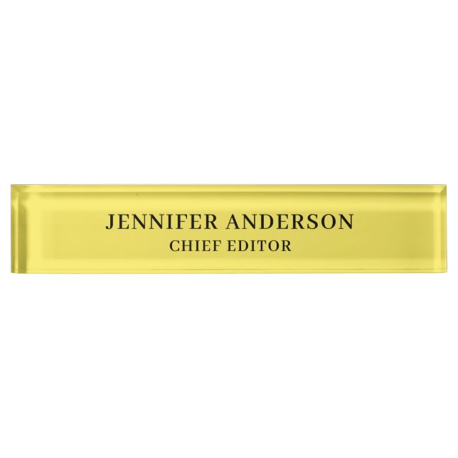 Placa De Nombre Maize Yellow Professional Modern Plain Minimalist (Anverso)