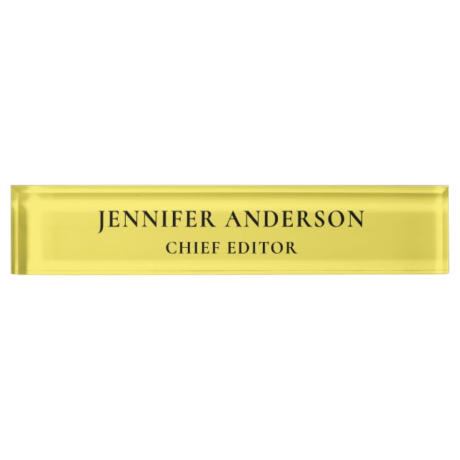 Placa De Nombre Maize Yellow Professional Modern Plain Minimalist (Anverso)