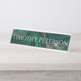 Placa De Nombre Malaquita Cu6CO3(OH)2