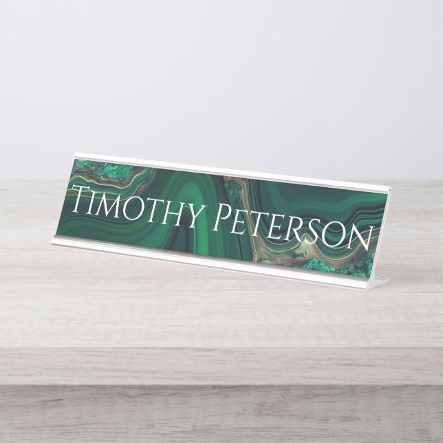 Placa De Nombre Malaquita Cu6CO3(OH)2 (Anverso)