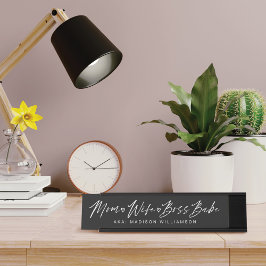 Placa De Nombre Mamá, Esposa, Jefe Babe Guión de Pincel de moda Ne